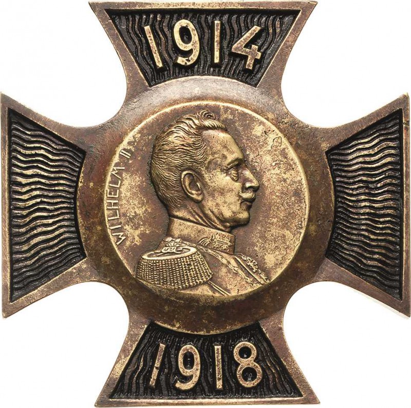 Erster Weltkrieg
 Bronzegußkreuz 1918. 1914 - 1918. Brustbild des Kaisers Wilhe...