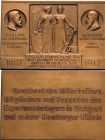 Firmen
Metallwarenfabrik Mayer & Wilhelm Einseitige Bronzeplakette 1911 (Mayer & Wilhelm) 50-jähriges Jubiläum. Frau blickt nach rechts zu einem Hand...