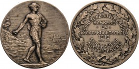 Gartenbau und Landwirtschaft
Bamberg Silbermedaille 1913 (Oertel) Preismedaille der Saatfruchtschau 1913 des Gerstenbauverbandes Bamberg. Säender Jün...