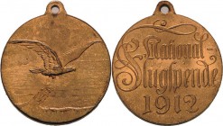 Luft- und Raumfahrt
 Versilberte Bronzemedaille 1912 (C. Kühl/Lauer) National-Flugspende. Über Gischtwelle fliegender Adler nach rechts / 3 Zeilen Sc...
