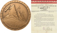 Luft- und Raumfahrt
 Einseitige Bronzeplakette 1933 (A.H. Waldner/R. Placht) 1. Internationaler Österreichischer Alpenflug, veranstaltet vom Österrei...