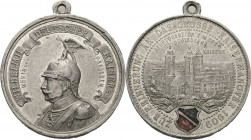 Medailleur Goetz, Karl 1875 - 1950
 Aluminiummedaille 1909. Kaisermanöver in Bad Mergentheim. Brustbild Kaiser Wilhelms II. nach links / Stadtansicht...