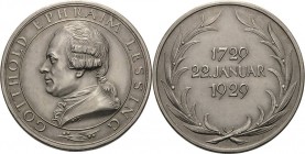 Medailleur Hörnlein, Friedrich Wilhelm 1873 - 1945
 Silbermedaille 1929. 200. Geburtstag von Gotthold Ephraim Lessing. Brustbild nach links / 3 Zeile...