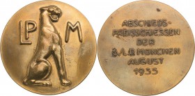 Medailleur Schwegerle, Hans
 Bronzegußmedaille 1935. Erinnerung an das Abschiedsschießen der 6. L.P. München - Auflösung der Landpolizei 1935. Löwen ...