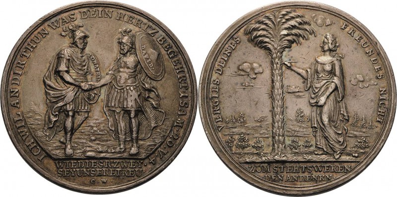 Medailleur Wermuth, Christian 1661 - 1739
 Silbermedaille o.J Freundschaftsmeda...