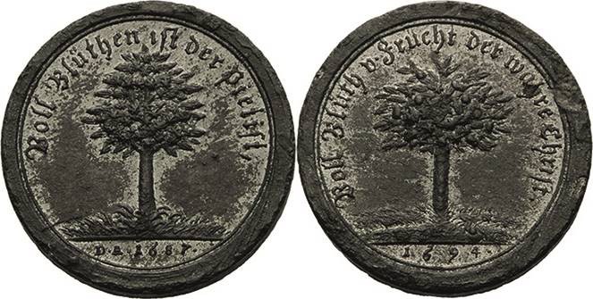 Medailleur Wermuth, Christian 1661 - 1739
 Zinkmedaille 1694. Spottmedaille auf...