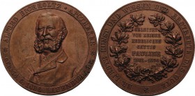 Medicina in nummis - Personen
Eichholtz, Alfred 1836-1894 Bronzemedaille 1894 (O. Schultz) Auf seinen Tod, gewidmet von seiner Gattin Pauline. Brustb...