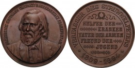 Medicina in nummis - Personen
Hoffmann, Heinrich 1809-1894 Bronzemedaille o.J. (1894) (unsigniert) Auf seinen Tod. Brustbild halblinks / Schrift. 42,...
