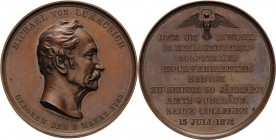 Medicina in nummis - Personen
Lukacsich, Michael von 1785-1878 Bronzemedaille 1874 (Schnitzspahn) 50-jähriges Amtsjubiläum von Michael von Lukacsich....
