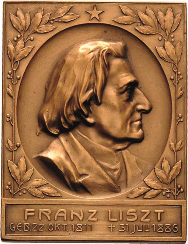 Musik - Personen
Liszt, Franz 1811-1886 Einseitige Bronzeplakette o.J. (ca. 190...