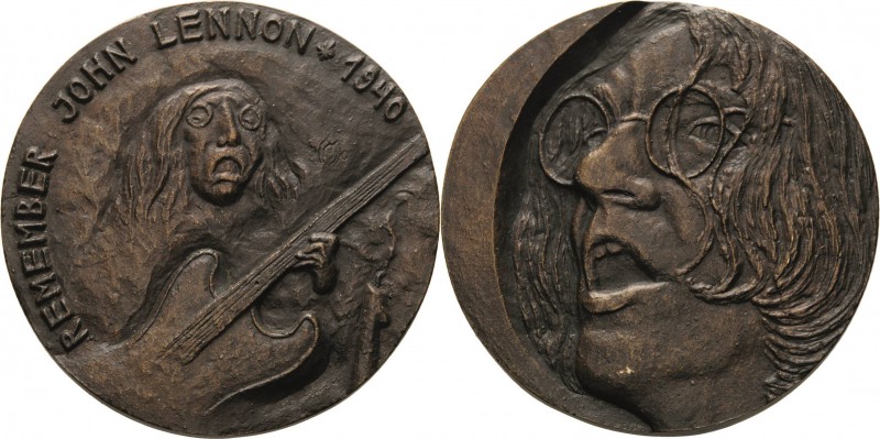 Musik - Personen
Lennon, John (1940 - 1980) Bronzegußmedaille o.J. (Olaf Prüfer...