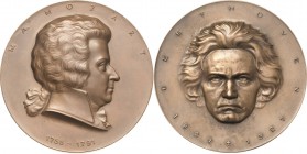 Musik - Personen
Mozart, Wolfgang Amadeus 1756-1791 Einseitige Bronzemedaille o.J. (Arnold Hartig) Brustbild nach rechts. 75,15 mm, 144,63 g. Dazu: e...