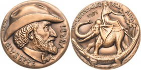 Musik - Personen
Verdi, Giuseppe (1813-1901) Bronzemedaille 1971 (S. Johnson) 100. Jahrestag der Uraufführung der "Aida". Kopf nach rechts / Aida auf...