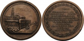 Napoleon, Befreiungskriege und ihre Jubiläen
 Bronzemedaille 1814 (unsigniert) Auf den triumphalen Einzug der spanischen Truppen in Saragossa. Gebäud...