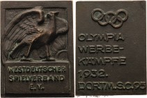 Olympische Spiele und Kongresse
 Bronzegußmedaille 1932 (unsigniert) Olympia-Werbekämpfe Dortmund S.C.95 des Westdeutschen Spielverbandes e.V. Adler ...