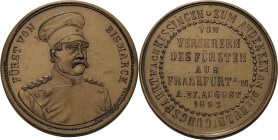 Personenmedaillen
Bismarck, Fürst Otto von 1815-1898 Bronzemedaille 1893 (O. Bergmann) Zum Andenken an die Huldigungsfahrt nach Kissingen. Brustbild ...