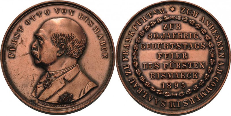 Personenmedaillen
Bismarck, Fürst Otto von 1815-1898 Verkupferte Bronzemedaille...