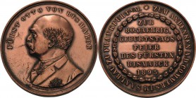 Personenmedaillen
Bismarck, Fürst Otto von 1815-1898 Verkupferte Bronzemedaille 1895 (O. Bergmann) Gedenkfeier zum 80. Geburtstag in Frankfurt/Main. ...