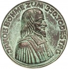 Personenmedaillen
Böhme, Jakob 1575-1624 Einseitige Bronzegußmedaille o.J. (1974) (unsigniert) 350. Todestag. Brustbild nach rechts. 105,5 mm, 280,79...