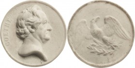 Personenmedaillen
Goethe, Johann Wolfgang von 1749-1832 Weiße Porzellanmedaille o.J. (Nach Bovy). Brustbild nach rechts / Adler. Gipsform. 36,1 mm Sc...