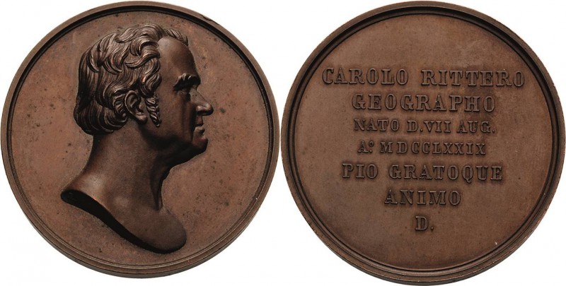 Personenmedaillen
Ritter, Carl 1779-1859 Bronzemedaille o.J. (1859) (F. Aberli)...