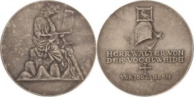 Personenmedaillen
Vogelweide, Walter von der 1170-1230 Silbermedaille o.J. (1929) (K. Roth) 700. Todestag. Bildnis nach der manessischen Handschrift ...