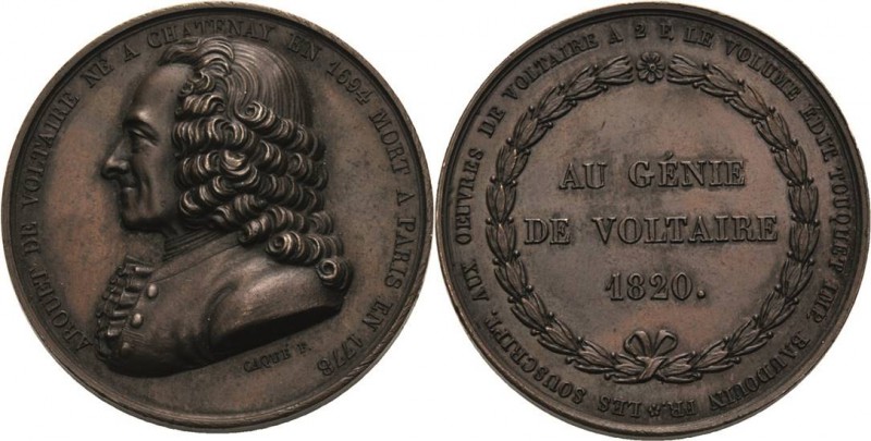 Personenmedaillen
Voltaire, Francois Marie Arouet de 1694-1778 Bronzemedaille 1...