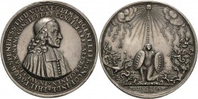 Reformation-Personen
Spener, Philipp Jacob 1635-1705 Silbermedaille 1698 (Wermuth) Brustbild in geistlichem Ornat nach rechts / Die personifizierte T...