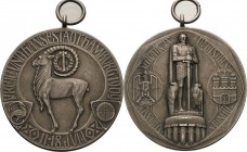 Schützenmedaillen - Bundesschießen
XVI. Deutsches Bundesschießen 1909 - Hamburg Silbermedaille 1909. Bismarckdenkmal zwischen Wappen / Steinbock nach...