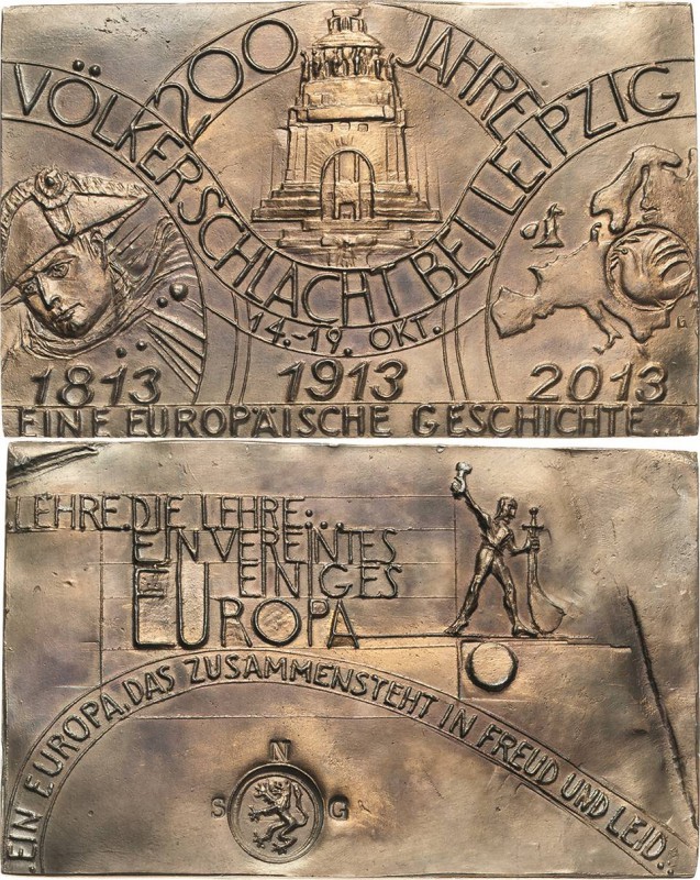 Güttler, Peter Götz *1939 Weißmetallgußplakette 2013. 200 Jahre Völkerschlacht b...