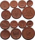 Porzellanmünzen - Ausgaben der Städte
Münsterberg 10, 20, 25 und 50 Pfennig, 1, 2 und 5 Mark o.J. (1920/1922). Scheuch 193 a, 196 a, 199 a, 202 a, 20...