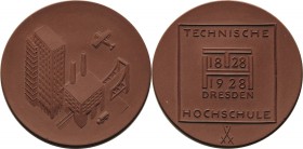 Porzellanmedaillen - Medaillen der Meißner Porzellanmanufaktur
Dresden Braune Porzellanmedaille 1928. 100-jähriges Bestehen der Technischen Hochschul...