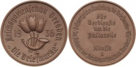 Porzellanmedaillen - Medaillen der Meißner Porzellanmanufaktur
Dresden Braune Porzellanmedaillen 1936. Reichsgartenschau-Sonderschau Philatelie. In e...