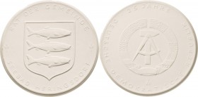 Porzellanmedaillen - Medaillen der Meißner Porzellanmanufaktur
Heringsdorf Weiße Porzellanmedaille o.J. (1974) (M. Wünsche) 25 Jahre DDR - Rat der Ge...