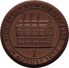 Porzellanmedaillen - Medaillen der Meißner Porzellanmanufaktur
Hirschfelde Braune Porzellanmedaille 1938. Einseitige Probe. Richtefest ASW in Hirschf...