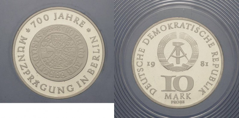 Proben
 10 Mark 1981. 700 Jahre Münzprägung in Berlin. Motivprobe - Goldgulden ...