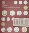Kursmünzensätze in Polierter Platte
 1, 5, 10, 20 und 50 Pfennig, 1, 2 und 5 Mark 1985. Frauenkirche. Auflagenhöhe: nur 2816 Sätze. In original Hartp...