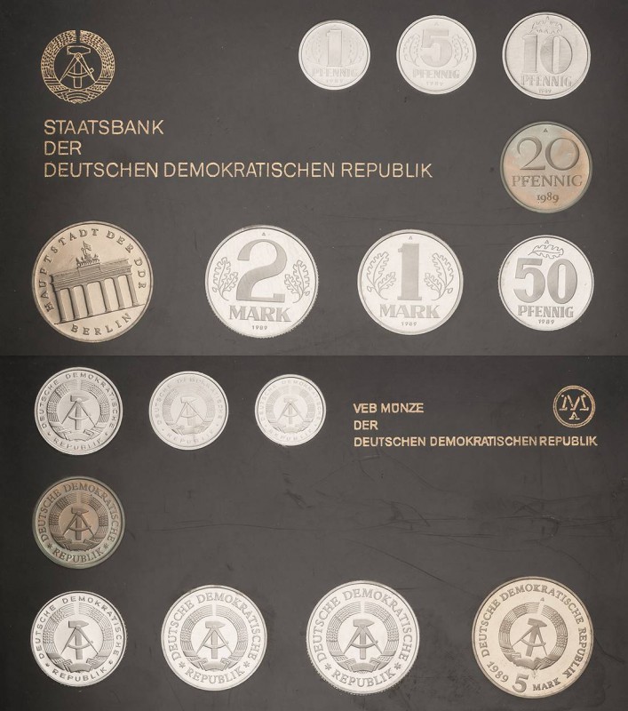 Kursmünzensätze in Polierter Platte
 1, 2, 5, 10, 20 und 50 Pfennig, 1, 2 und 5...