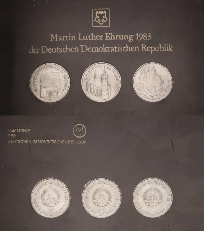 Thematische Sätze
1983 Martin Luther-Ehrung der DDR 5 Mark 1982 Wartburg, 1983 ...