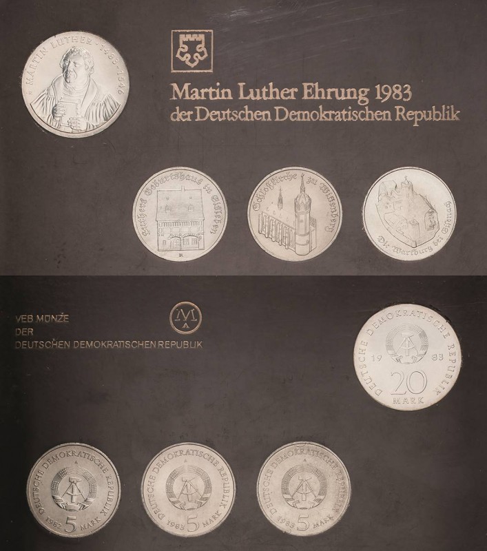 Thematische Sätze
1983 Martin Luther-Ehrung der DDR 20 Mark 1983 Luther. 5 Mark...