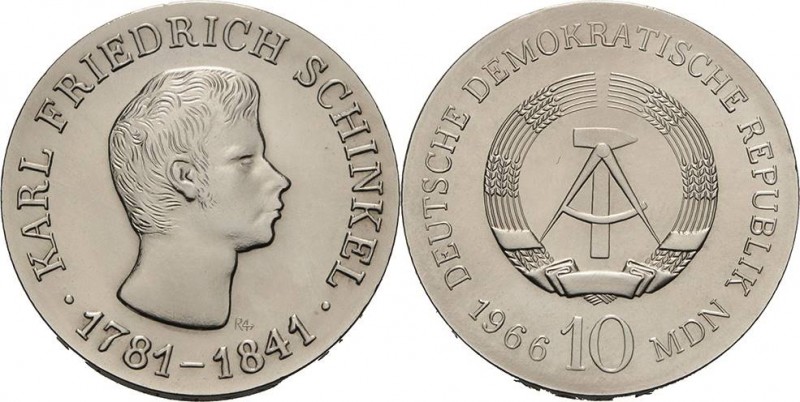 Gedenkmünzen
 10 MDN 1966. Schinkel Jaeger 1517 Min. Kratzer, vorzüglich-prägef...
