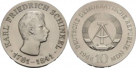 Gedenkmünzen
 10 MDN 1966. Schinkel Jaeger 1517 Min. Kratzer, vorzüglich-prägefrisch