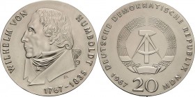 Gedenkmünzen
 20 MDN 1967. Humboldt Jaeger 1520 Leicht berieben, vorzüglich-Stempelglanz