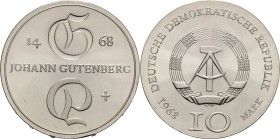 Gedenkmünzen
 10 Mark 1968. Gutenberg Jaeger 1523 Fast Stempelglanz