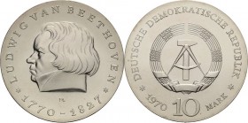 Gedenkmünzen
 10 Mark 1970. Beethoven Jaeger 1528 Fast Stempelglanz