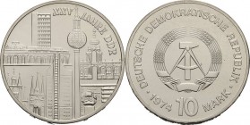 Gedenkmünzen
 10 Mark 1974. Städtemotiv Jaeger 1552 Fast Stempelglanz