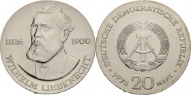 Gedenkmünzen
 20 Mark 1976. Liebknecht Jaeger 1561 Kl. Kratzer, vorzüglich