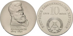 Gedenkmünzen
 10 Mark 1979. Feuerbach Jaeger 1574 Kl. Kratzer, vorzüglich-Stempelglanz