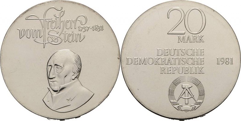 Gedenkmünzen
 20 Mark 1981. Stein Jaeger 1579 Fast Stempelglanz