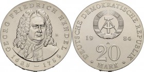 Gedenkmünzen
 20 Mark 1984. Händel Jaeger 1595 Fast Stempelglanz